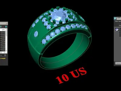 Light Gold Diamond Men Ring 2MR006 3D model