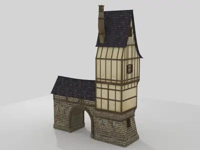 Cartoon medieval house 4 3d Low-poly 3D model