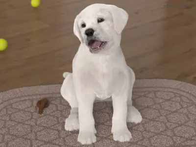  Labrador Retriever Puppy Pooped on the Mat Fur 