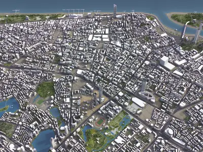 Wuhan - 3D City Model Low-poly 3D model