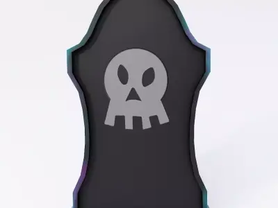 Tombstone low poly 3d model with skull Free low-poly 3D model