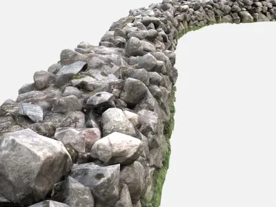 Modular Cobblestone Wall Low-poly 3D model