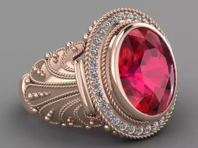 Rose Gold Women Diamond Ring 3D print model 3D print model 70