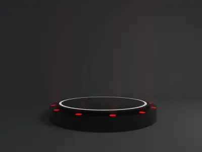 Product stand with red spot lights and led white strip 3D model