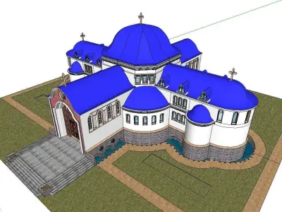 Architecture-Religion-God-Culture-Temple-095 church with domes 3D model