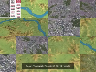 Seoul - Topography Terrain 3D City 3D Model Pack