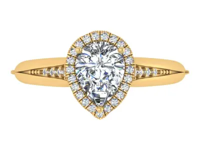 Pear-Shaped Halo Diamond Engagement Ring 3D print model