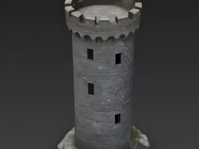 Ancient Isolated Stone Watchtower 3D Model Low-poly 3D model