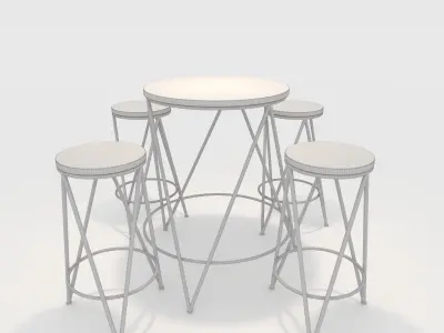 Bar Table And Chair 3 3D model
