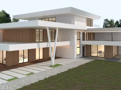 Modern house archicad Low-poly 3D model