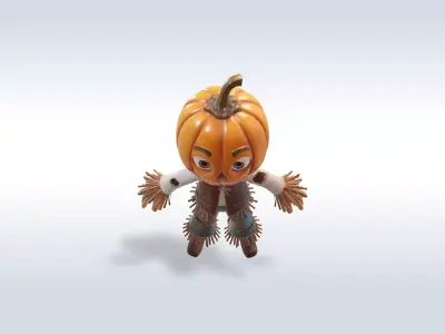 Adorable Scarecrow Halloween Character 3D model