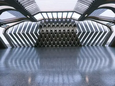 Modern Futuristic Corridor- Architectural Background- V1U4 3D model