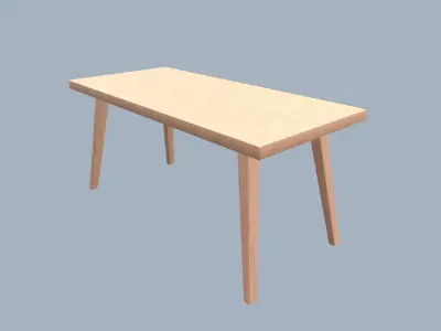 Wood Dinner Table Low-poly 3D model