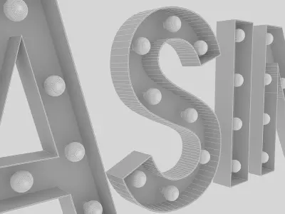Casino Sign With Bulb 3D model