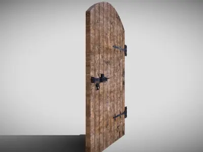 Medieval Arched Door Low-poly 3D model