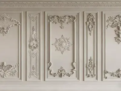 French carved wainscoting 3D model