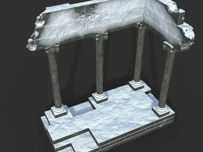 Low poly Ancient Roman Ruin Construction Pack - Snow Winter Low-poly 3D model