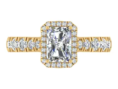 Radiant-Cut Halo Diamond Engagement Ring  3D print model