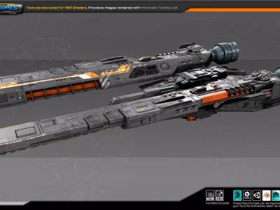 Federation Corvette GK5 Low-poly 3D model