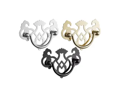 Chippendale Bail Pull Bright Solid Brass 3D model