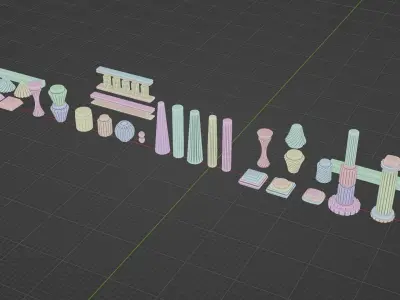 Architectural Modular Column Set Ancient style creator kit 3D print model