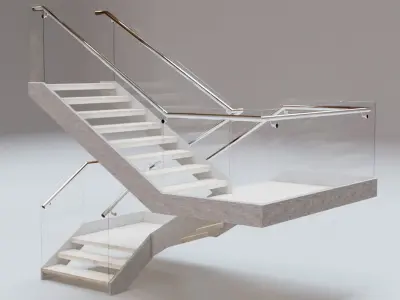 Stairs Set 06 - Stairs with 4 diferent designs Low-poly 3D model