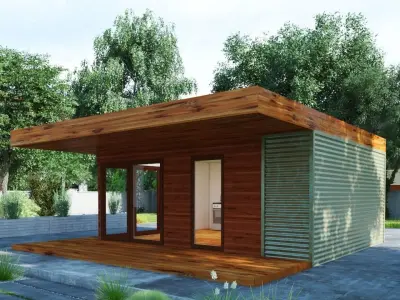 Modular wooden house 3D model