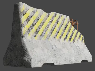 Concrete bariers Low-poly 3D model