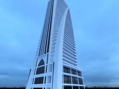 building tall in ocean Low-poly 3D model