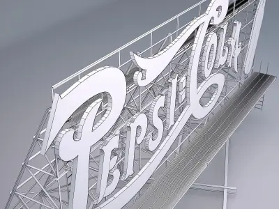 Pepsi Cola Billboard Sign Low-poly 3D model