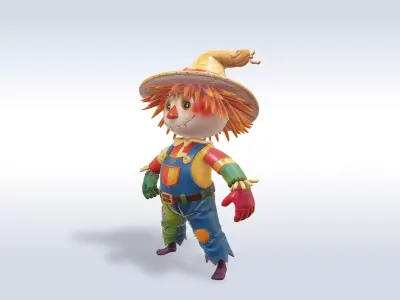 Adorable Scarecrow Halloween Character 3D model