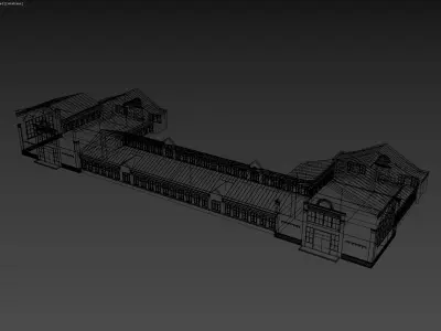 Modern Educational Facility Building with L-Shaped Layout 3D model