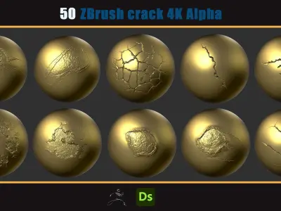 50 Zbrash concrete and stone cracks 4K Alpha Texture