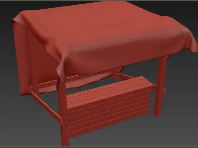 Market Stall Cotton Low-poly 3D model