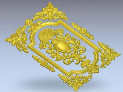 Classic decor  relief  ornament carved 01 3D model