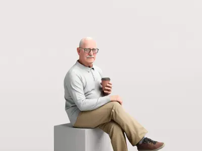 Humano Sitting Old Man 2204 3D model