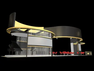 exhibition stall design 1 side open Low-poly 3D model Low-poly 3D model