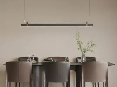 set of dining table and chairs 3D model