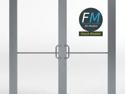 Double storefront glass door 3D model