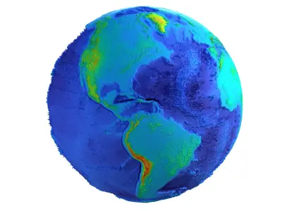 Earth Height Shaded Globe Low-poly 3D model