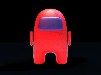 fully rigged RED Among us Character 3D model