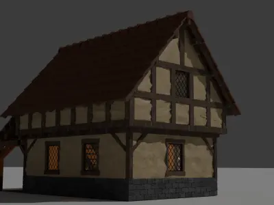 Medieval Blacksmith House  Detailed GameReady 3D Asset Low-poly 3D model