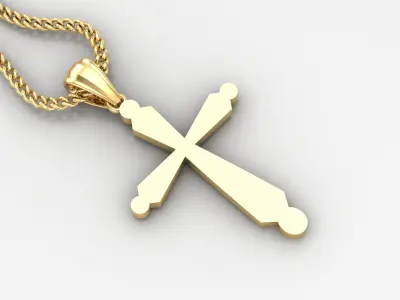 Light Gold 18K Cross Pendant 1CP098 3D print model purchase