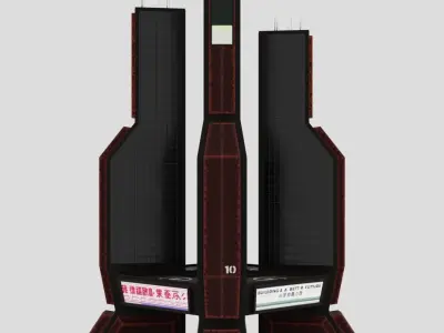 SciFi Cyberpunk Building 10 Low-poly 3D model