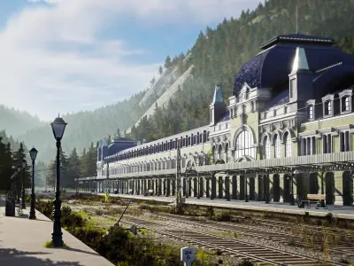canfranc train station Low-poly 3D model