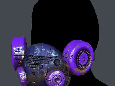 Gas mask helmet 3d model scifi Low-poly  Low-poly 3D model