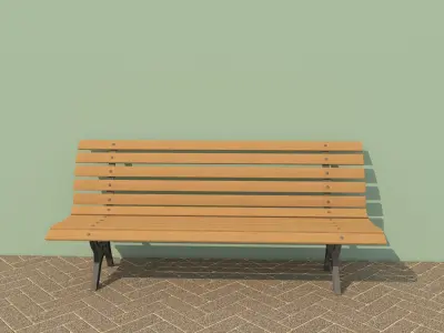 3D Park Bench Model - Metal and Wood Low-poly 3D model