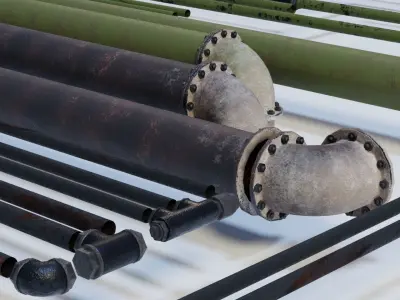 Rusty Industrial Pipes Low-poly 3D model