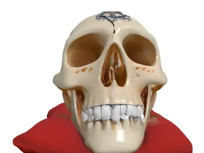 Ornate Stylized Skull with Velvet Pillow Low-poly 3D model