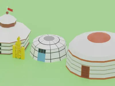 Cartoon Mongolian Yurt Colletcion 3D model